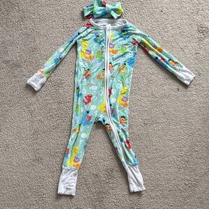Sesame Street x Little Sleepies Zip Romper and Bow